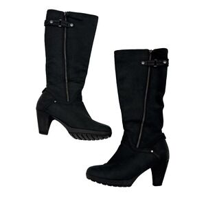 BLONDO Black Leather Aqua Protect Knee High Boot gothic boho Heel Size 7.5